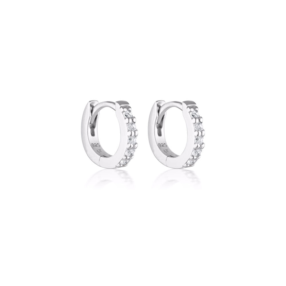Mini Alpha Huggie Earrings - White Topaz