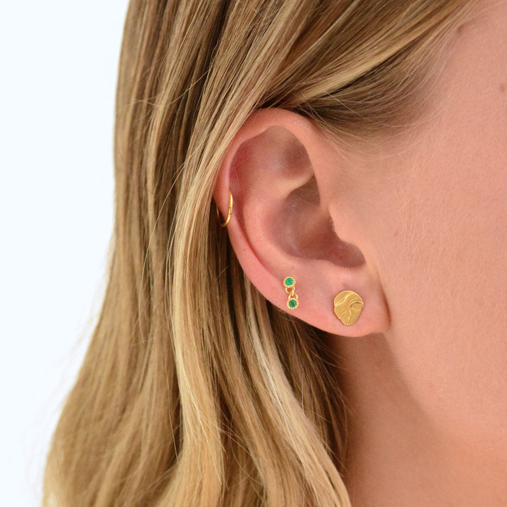 Meteor Stud Earrings - Green Onyx