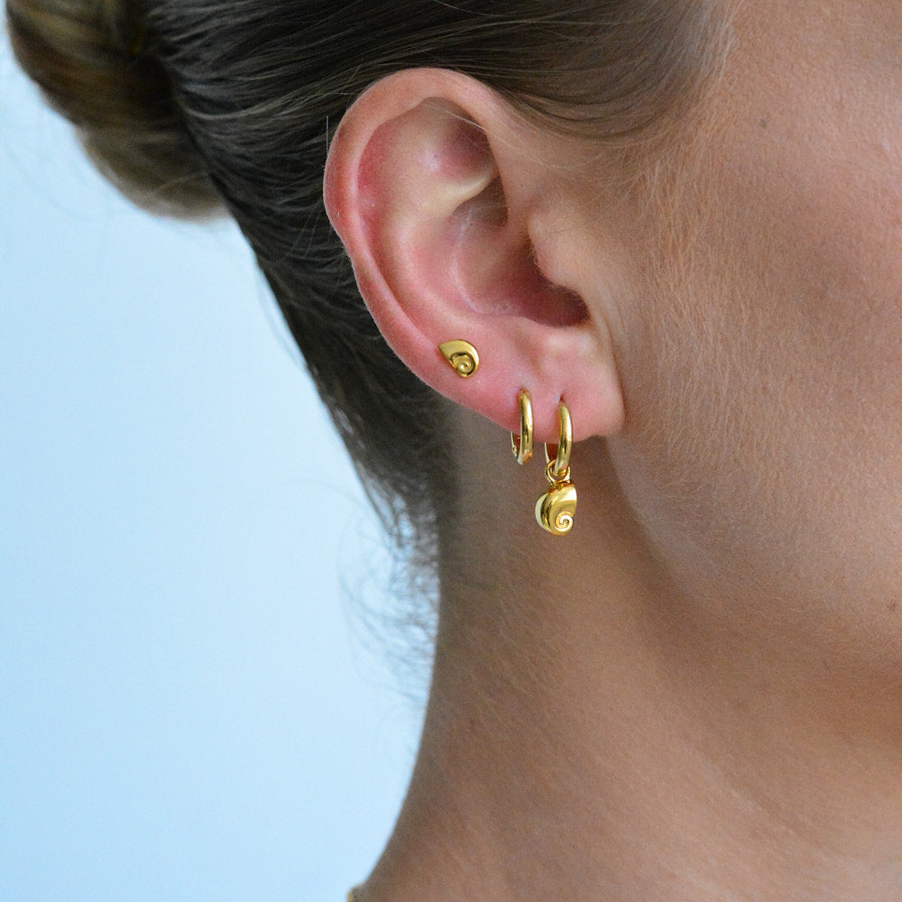 Nautilus Charm Huggie Earrings