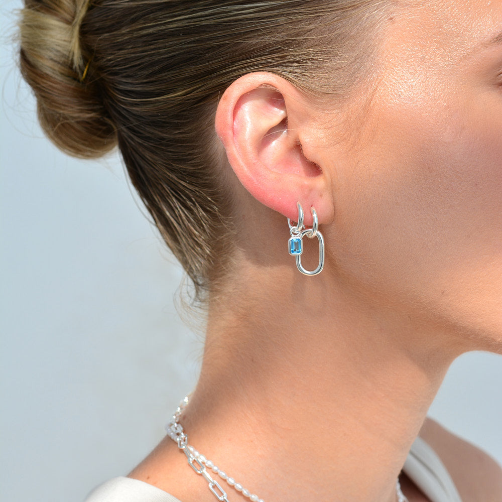 Gemme Huggie Earrings - Blue Topaz