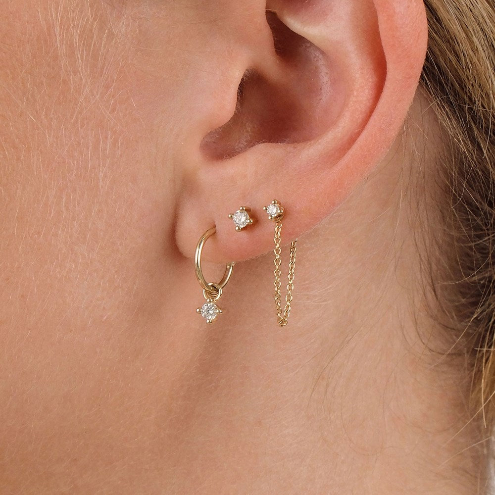 Bella Diamond Charm Earrings - 9k Solid Gold