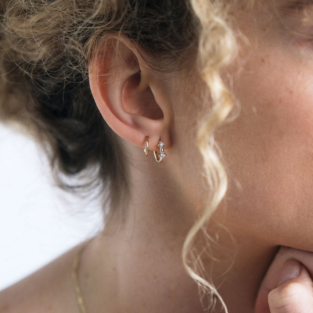 Mila Diamond Huggie Earrings - 9k Solid Gold