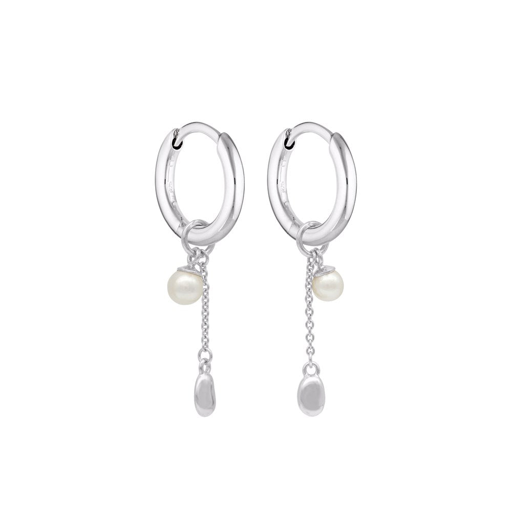 Lou Pearl Charm Huggie Earrings