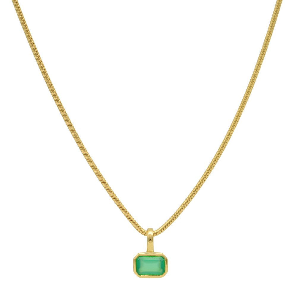 Gemme Snake Chain Necklace - Green Onyx