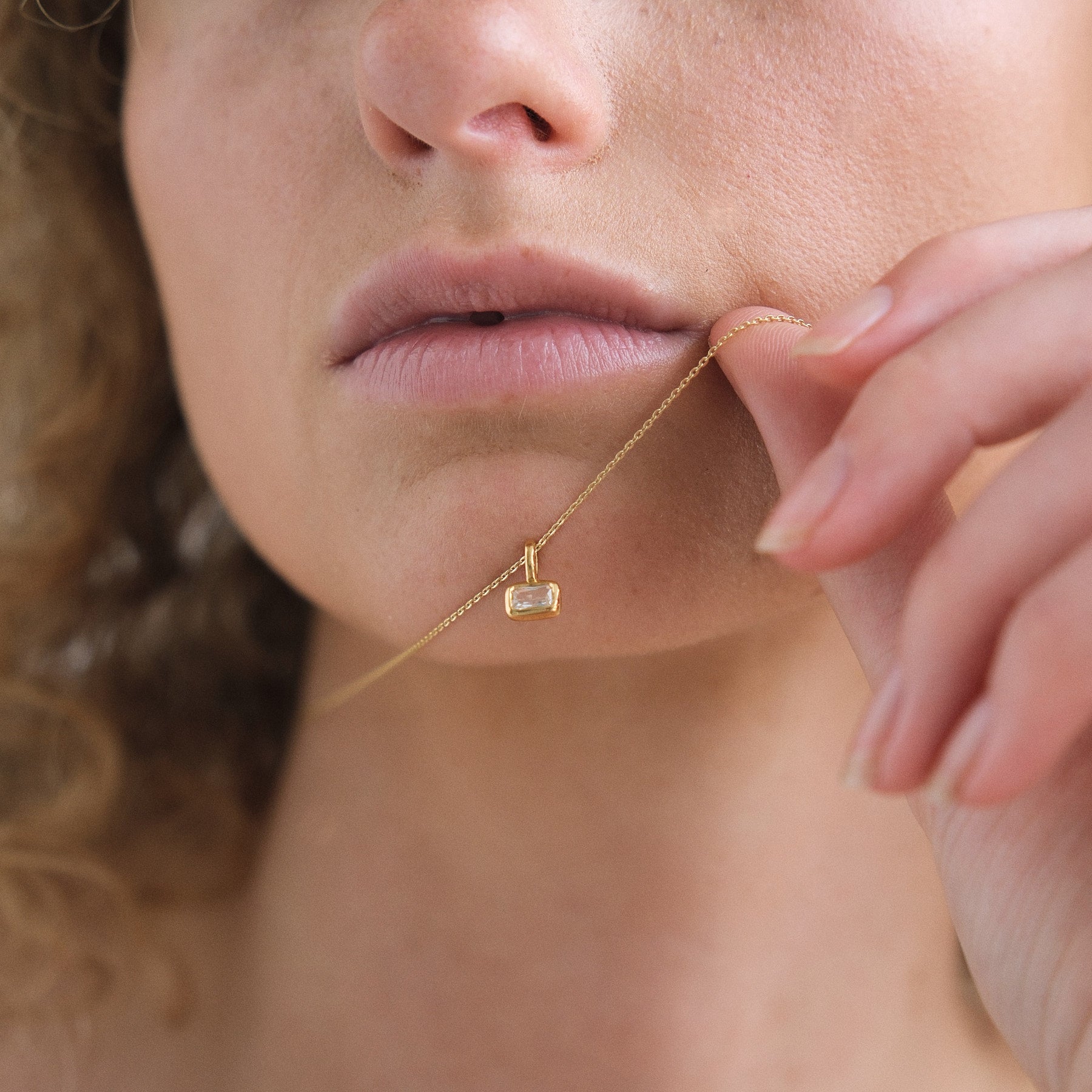 Calibri Necklace - Lab Grown White Sapphire