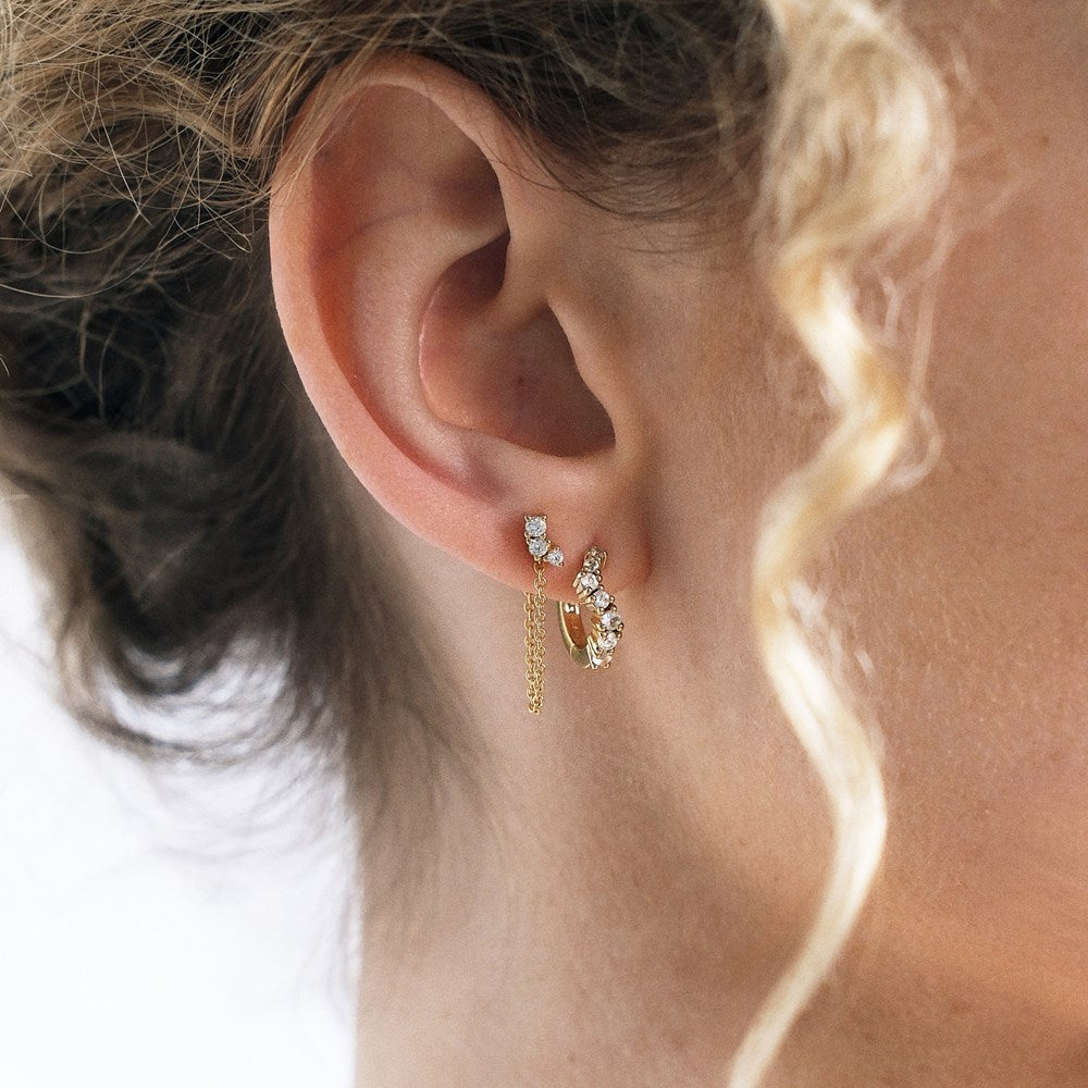 Ebb Chain Stud Earrings - Lab Grown Sapphire