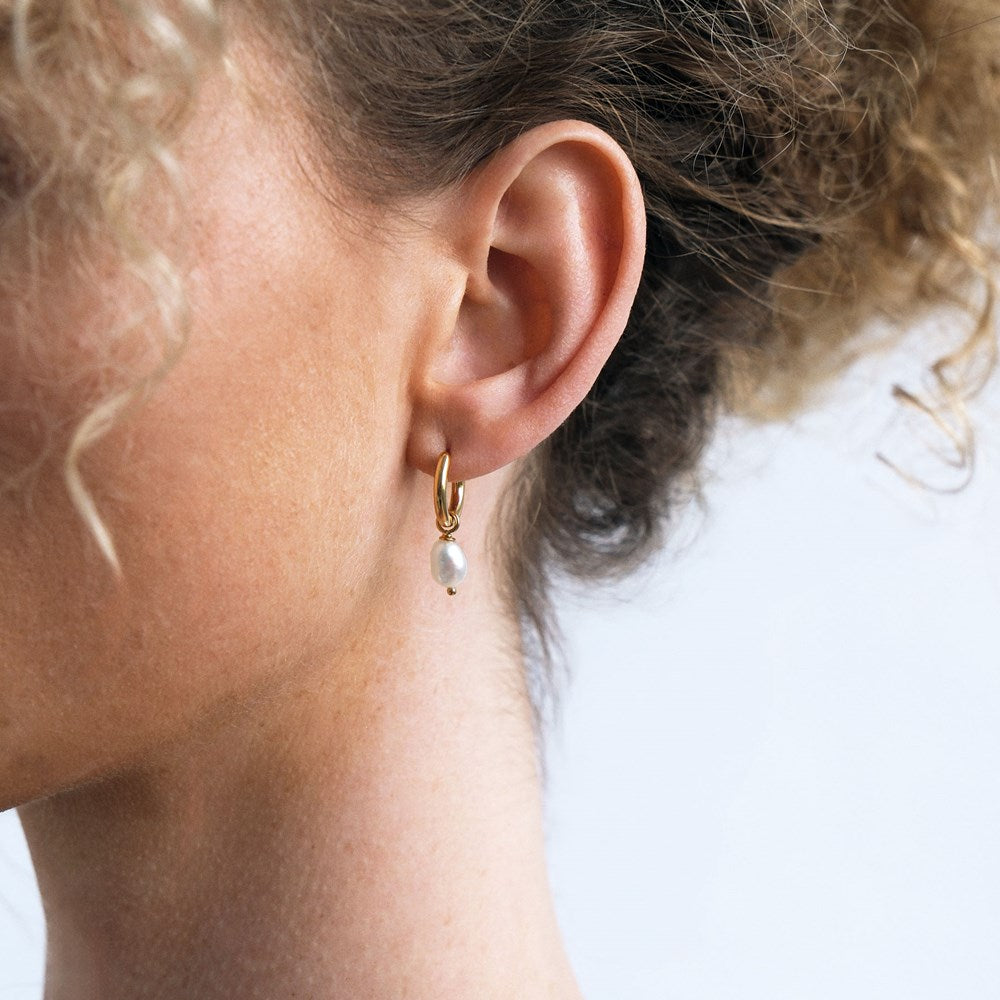 Baroque Pearl Classic Huggie Earrings