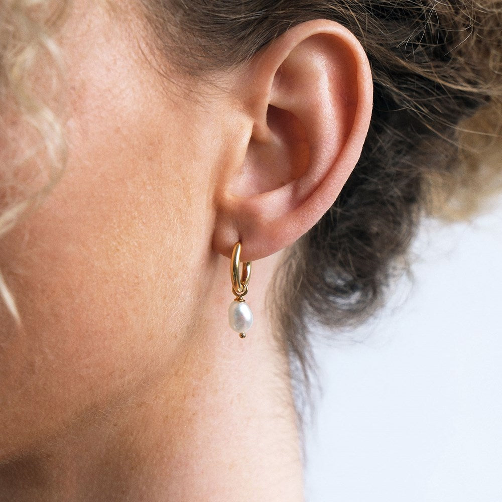 Baroque Pearl Classic Huggie Earrings