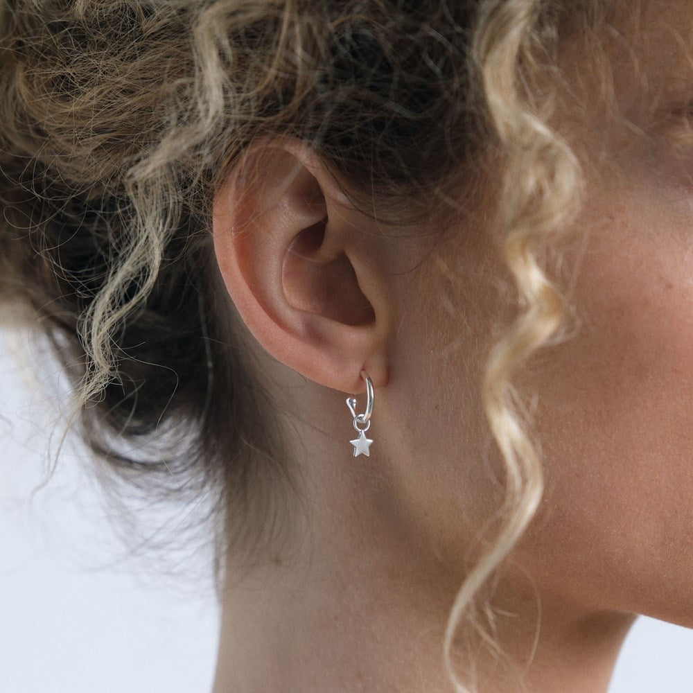 Star Charm Hoop Earrings