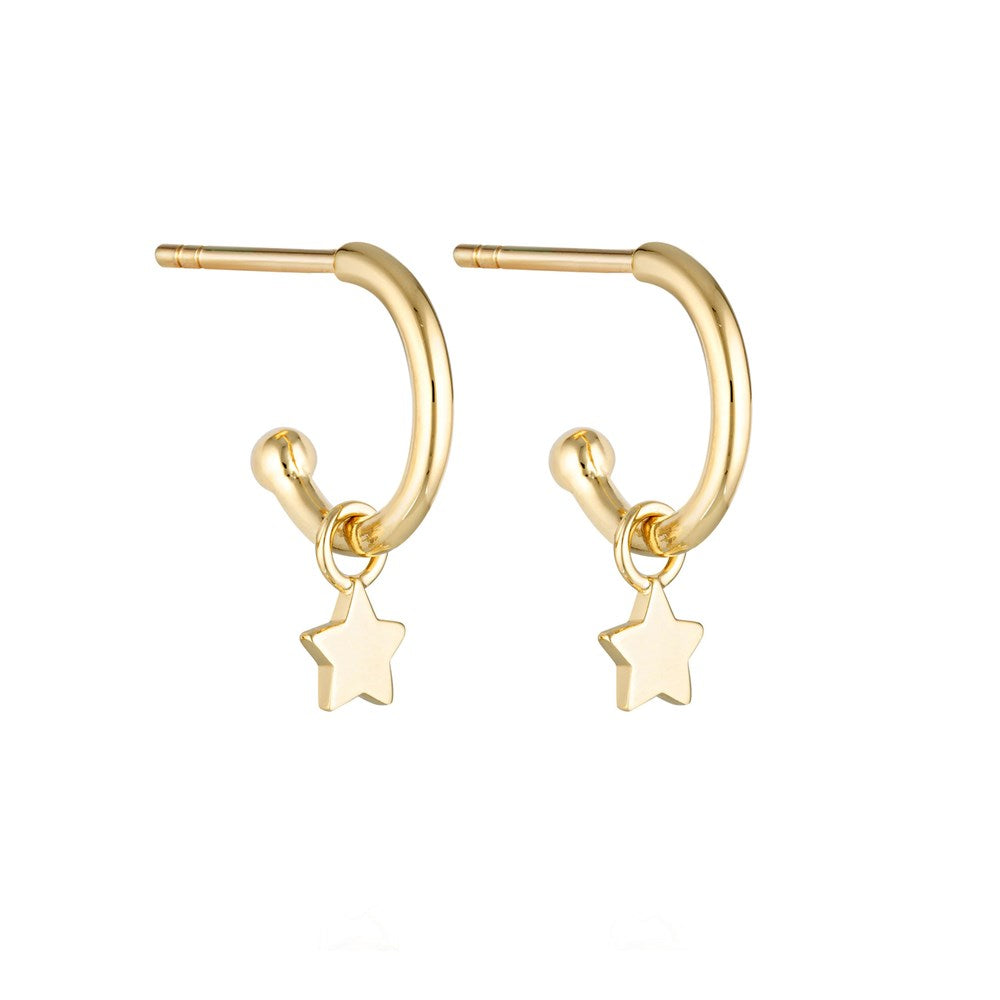 Star Charm Hoop Earrings