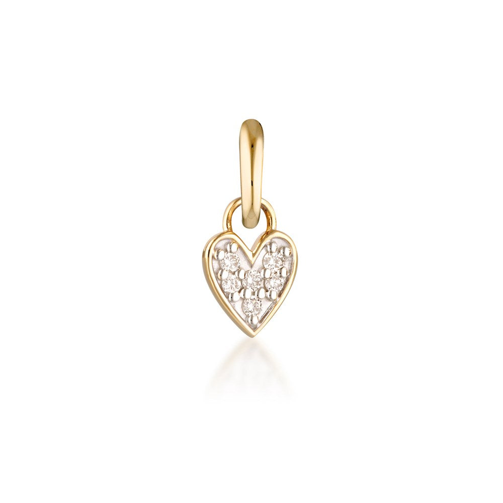 Diamond Heart Charm - 9k Gold