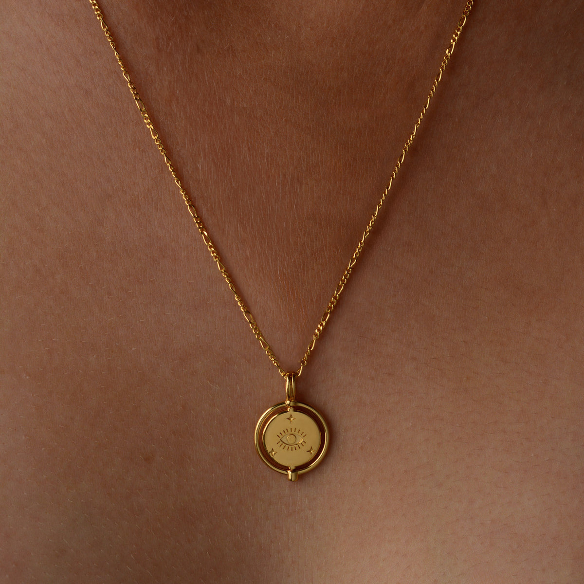 Protection Amulet Necklace - Figaro Chain