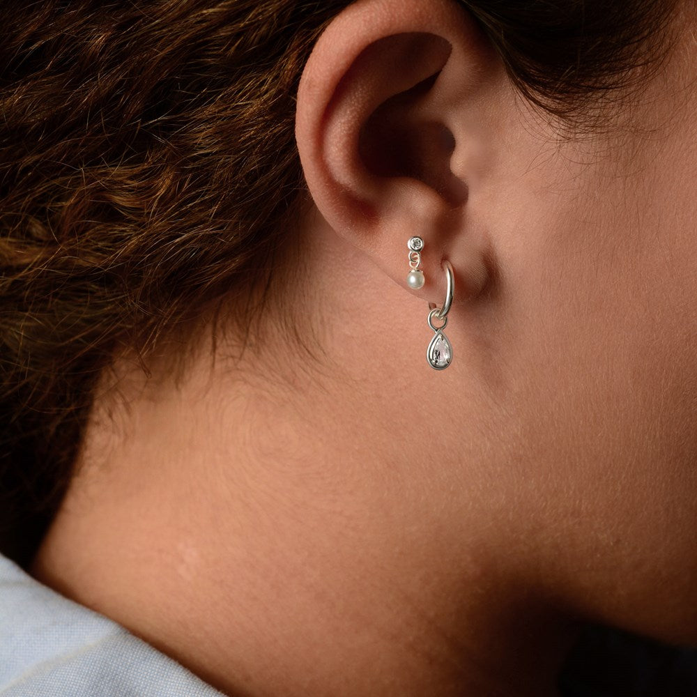 Reverie Charm Hoop Earrings - Lab-Grown White Sapphire