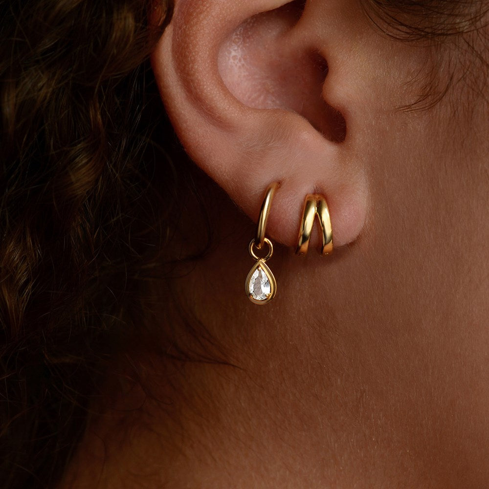Reverie Charm Hoop Earrings - Lab-Grown White Sapphire