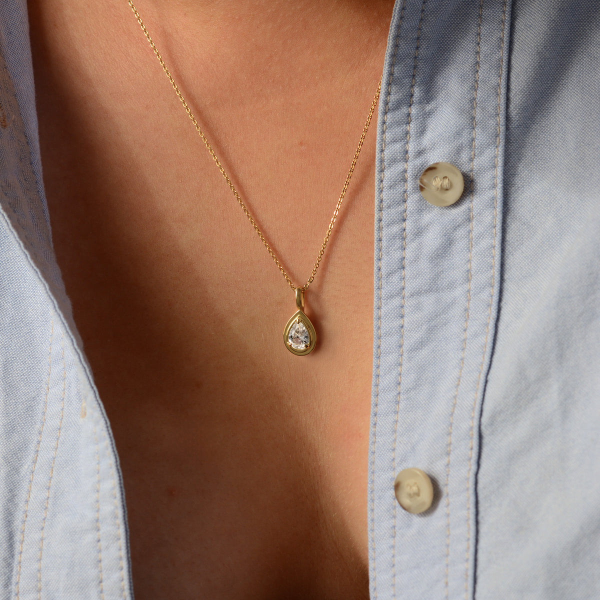 Reverie Cable Necklace - Lab-Grown White Sapphire