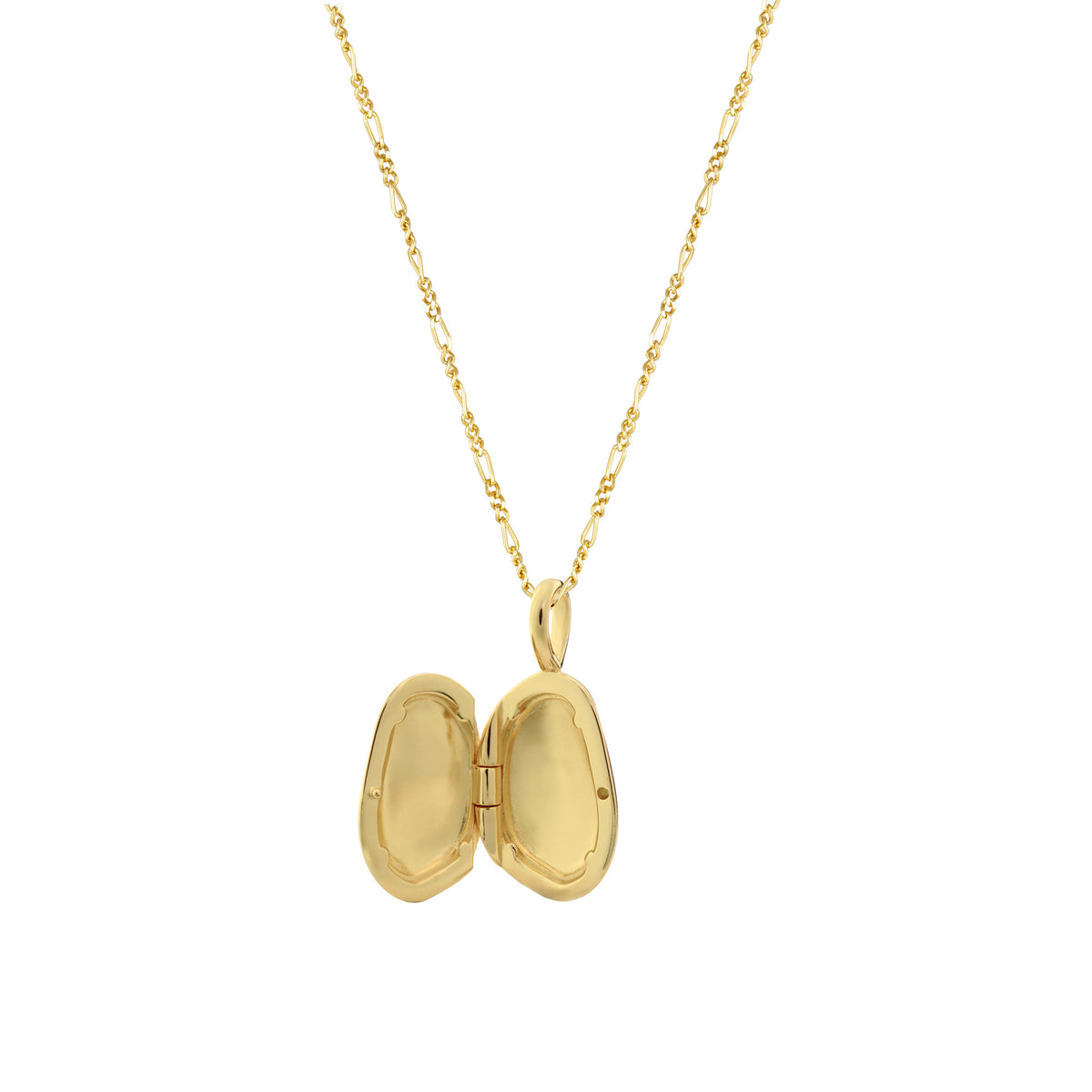 Alga Locket Necklace - Figaro Chain