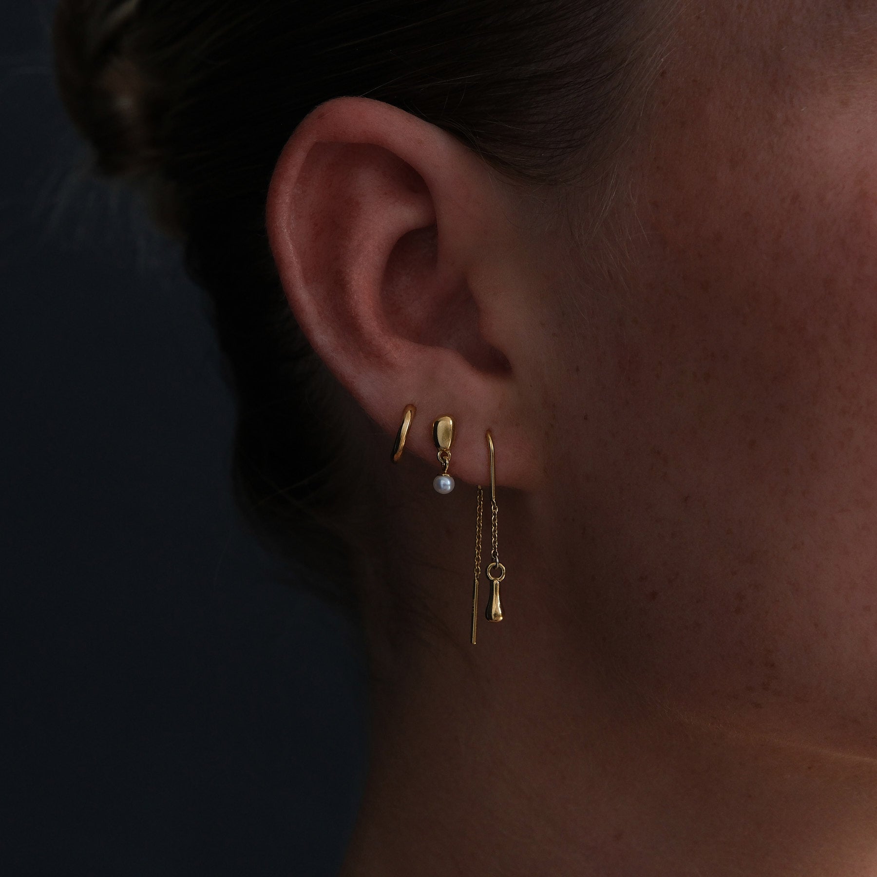 Alga Pearl, Thread & Huggie Earrings Bundle