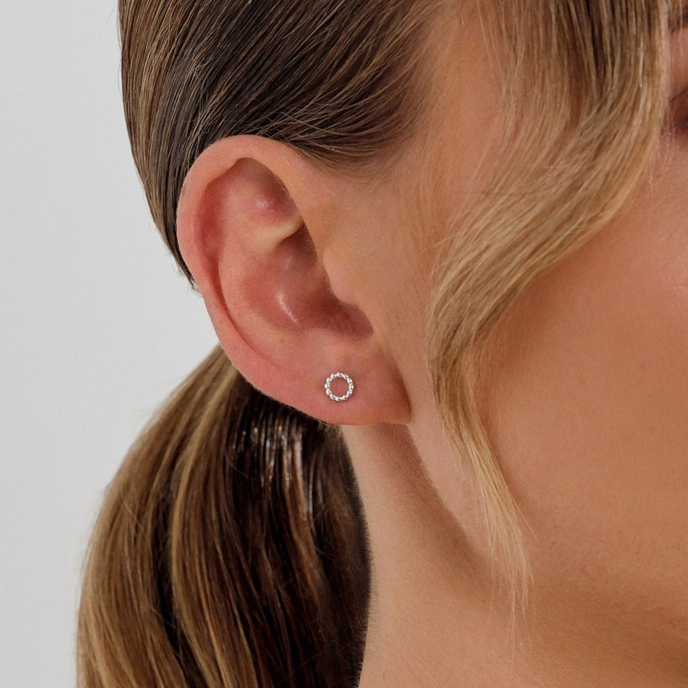 Beaded Circle Stud Earrings