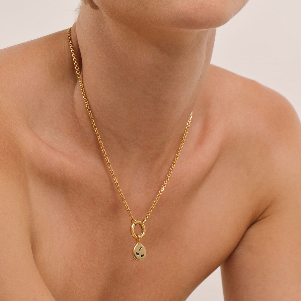 Cascade Belcher Chain Necklace - Created Sapphire