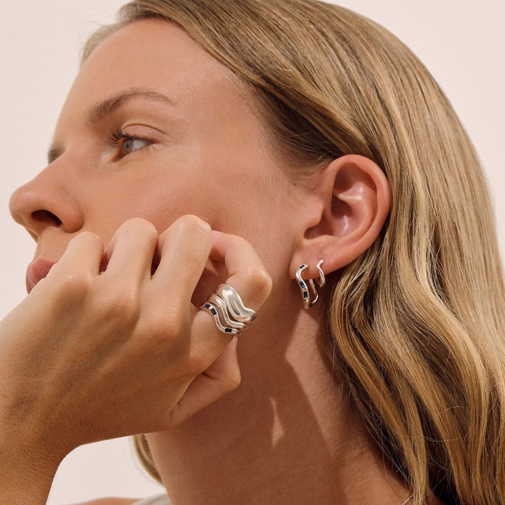 Cascade Hoop Earrings - Created Sapphire