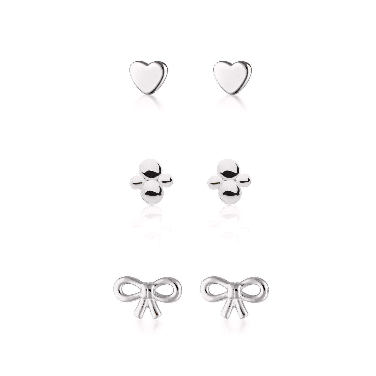 Cluster, Micro Heart & Bow Stud Earrings Bundle