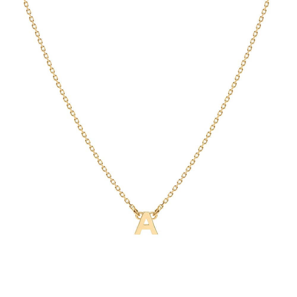 Tiny Letter Necklace - 9k Gold