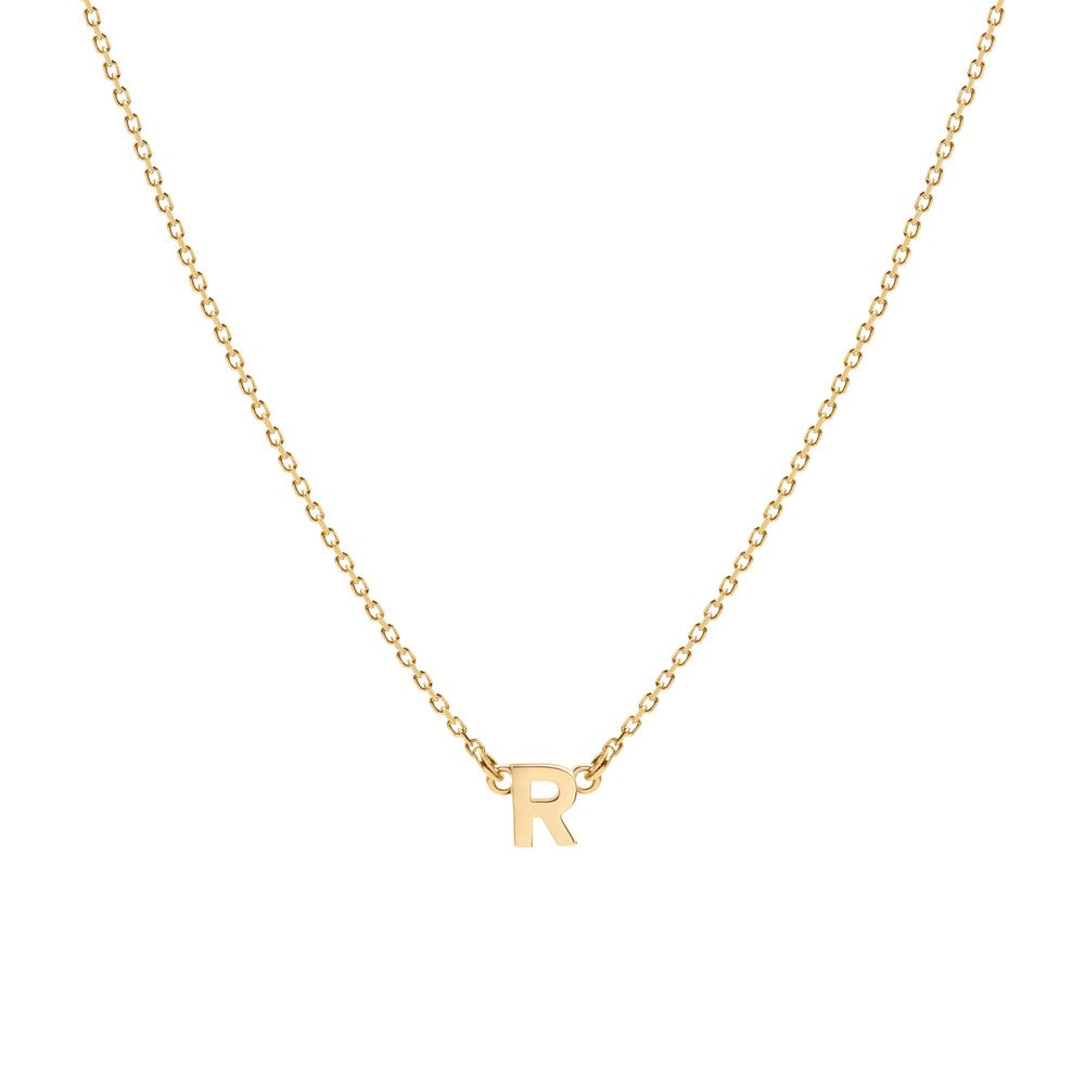 Tiny Letter Necklace - 9k Gold