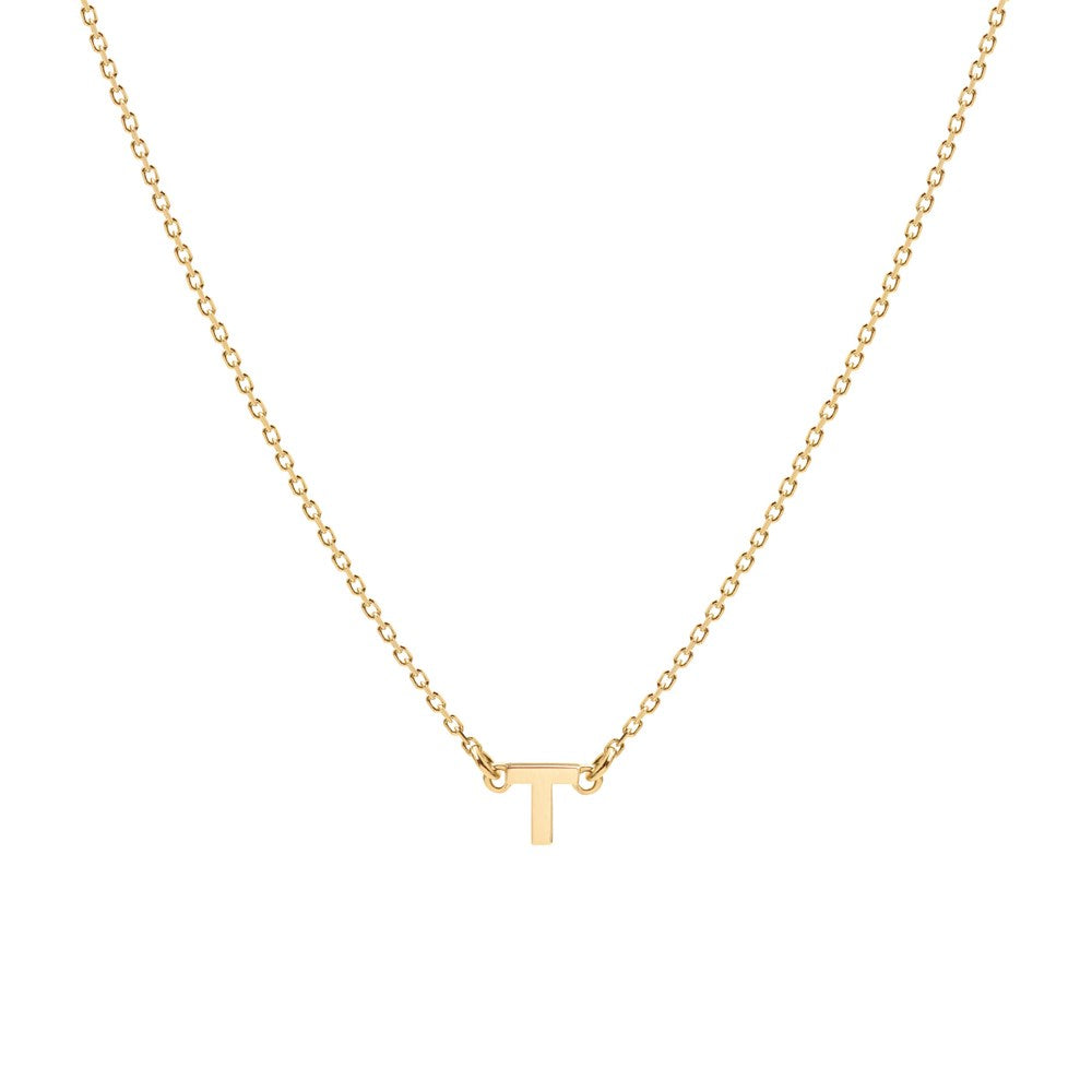 Tiny Letter Necklace - 9k Gold