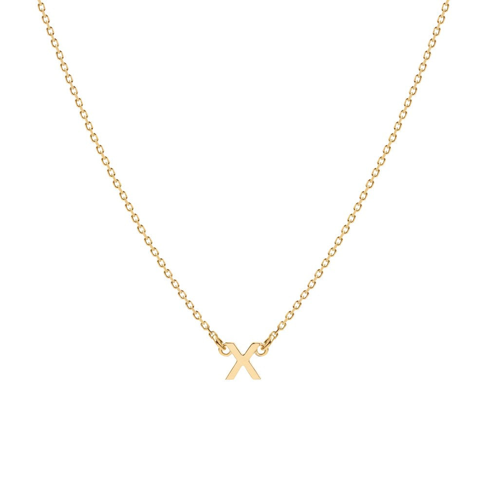 Tiny Letter Necklace - 9k Gold
