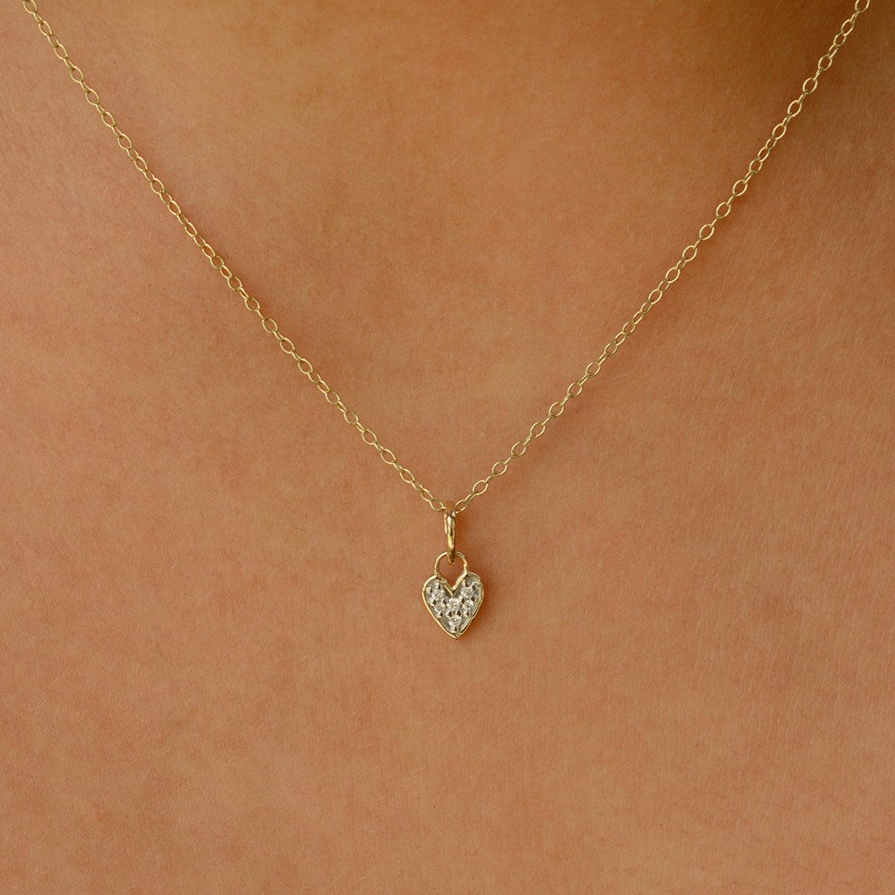Diamond Heart Charm - 9k Gold