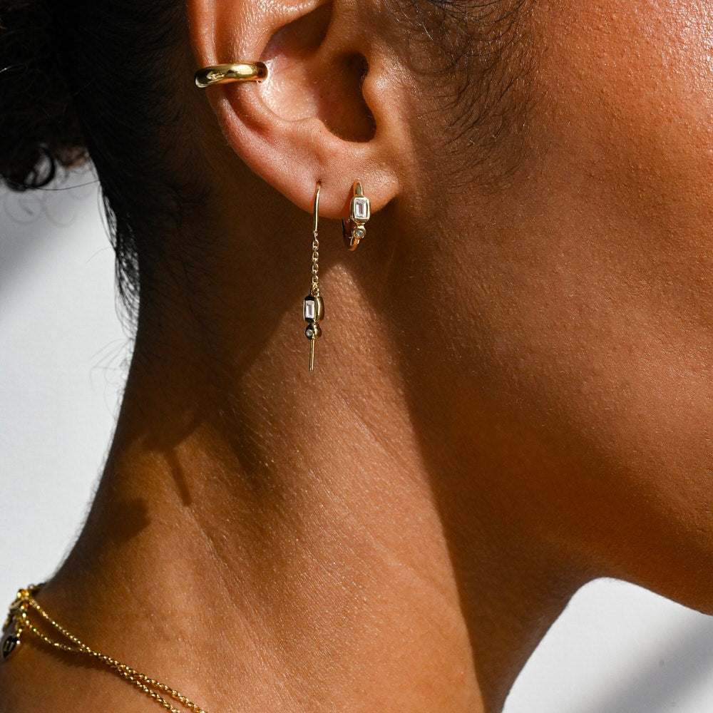 Form Thread Earrings - White Topaz