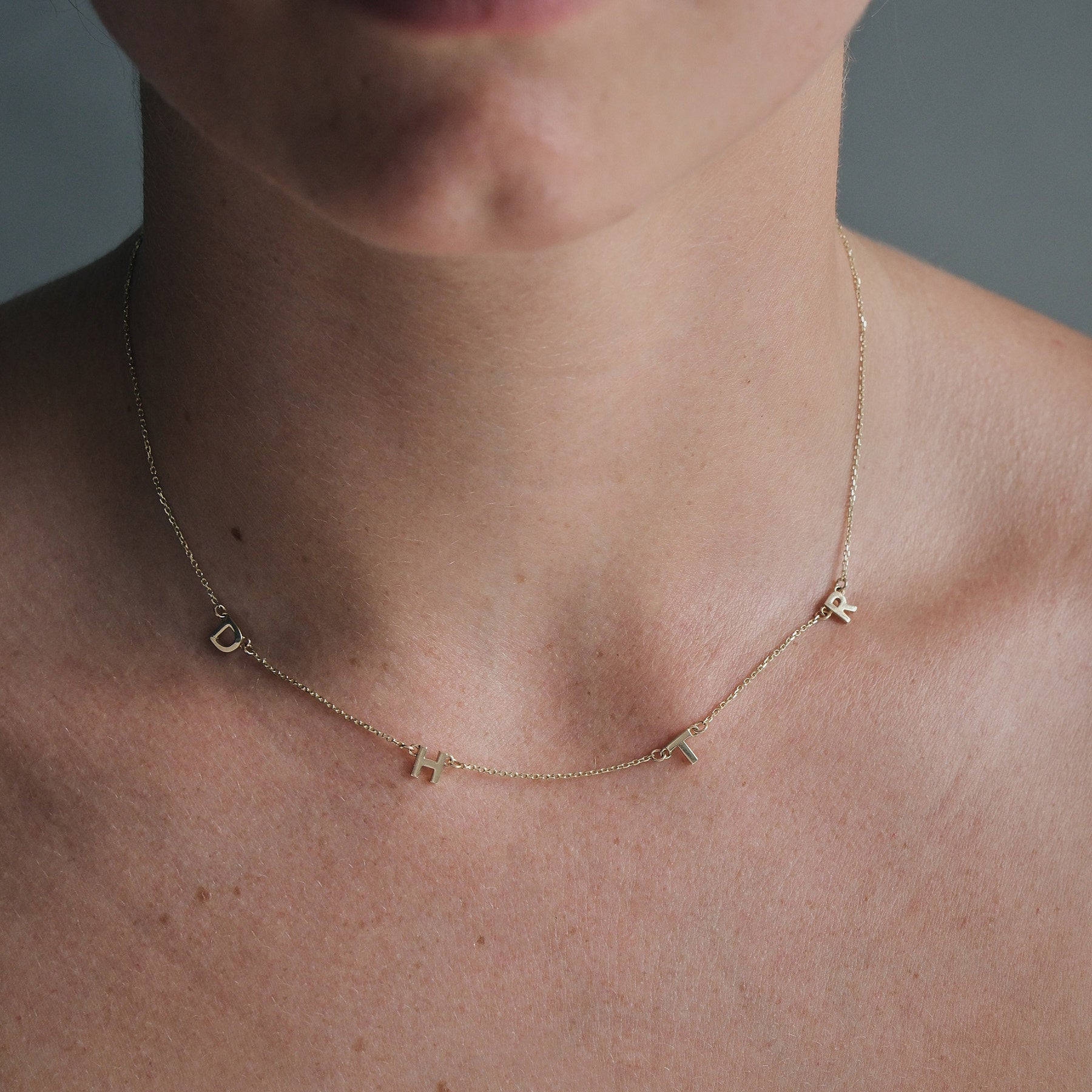 Four Letter Charm Necklace - 9k Gold