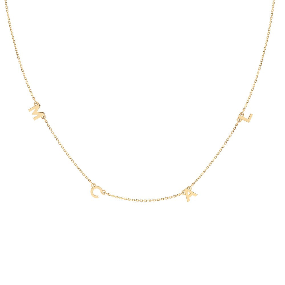 Four Letter Charm Necklace - 9k Gold