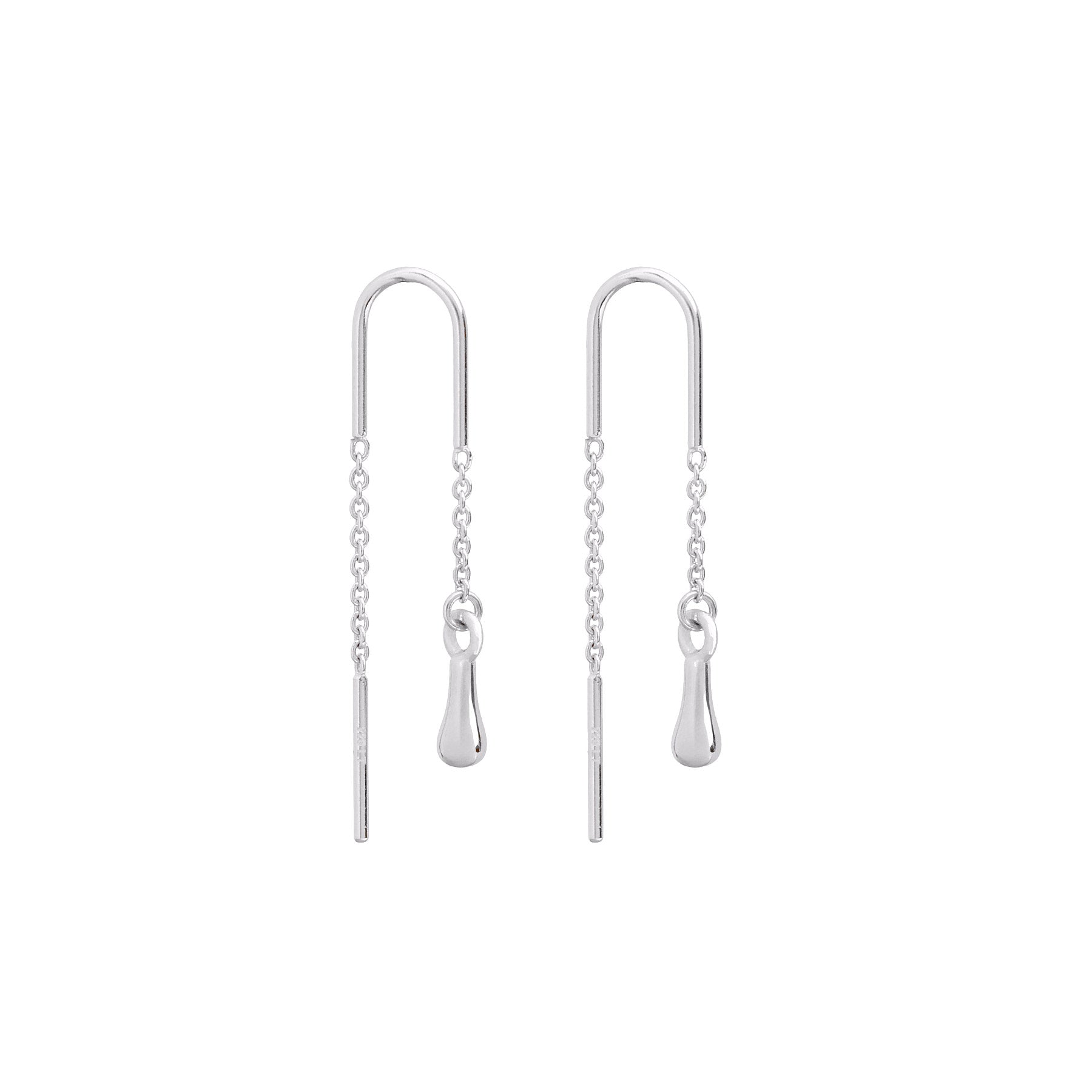 Pair of sterling silver chain thread organic-shaped earrings