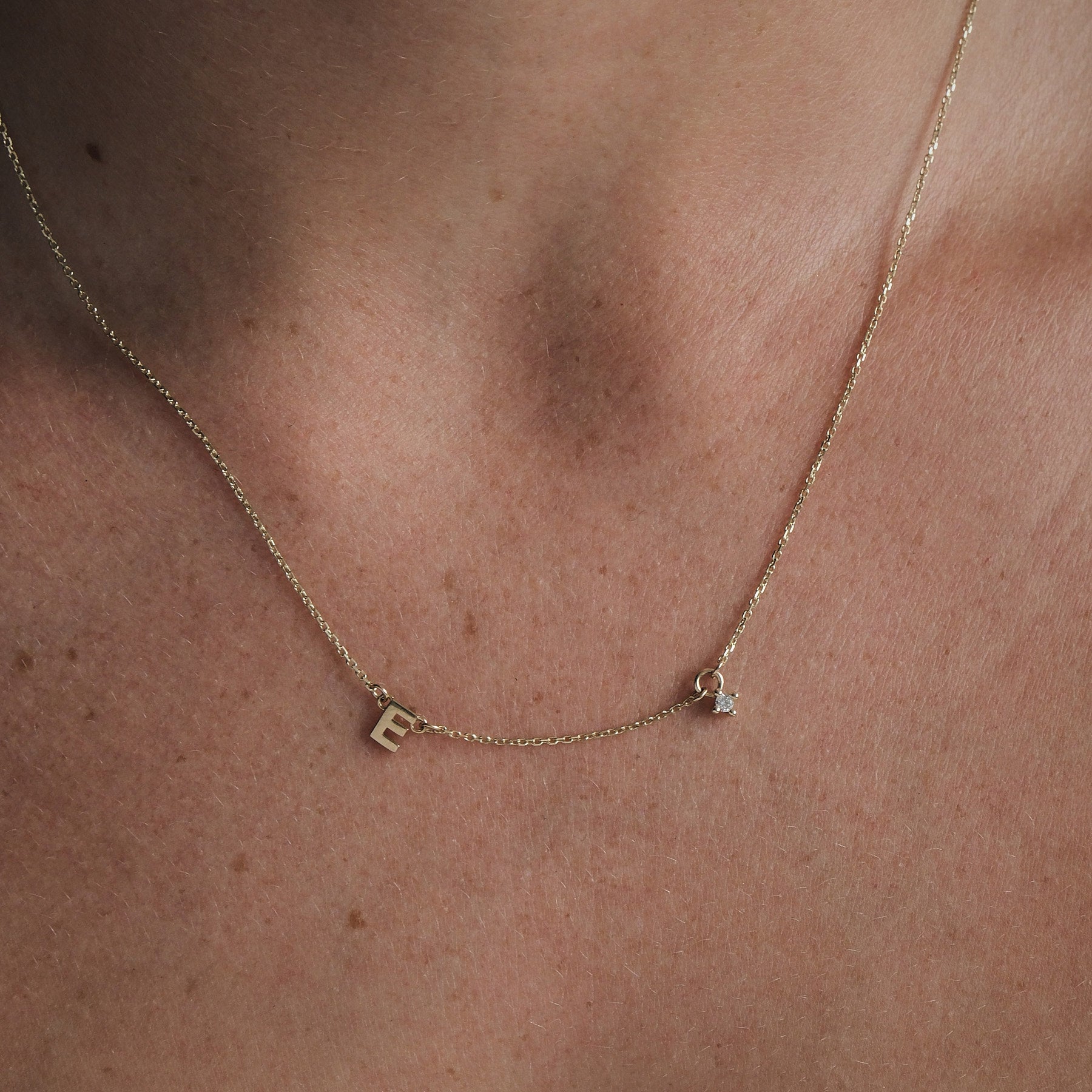 Two Letter Charm Necklace - 9k Gold