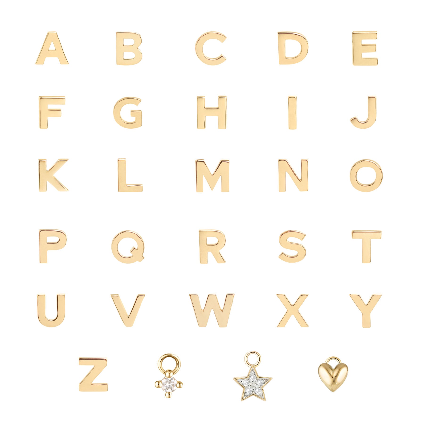 Two Letter Charm Necklace - 9k Gold