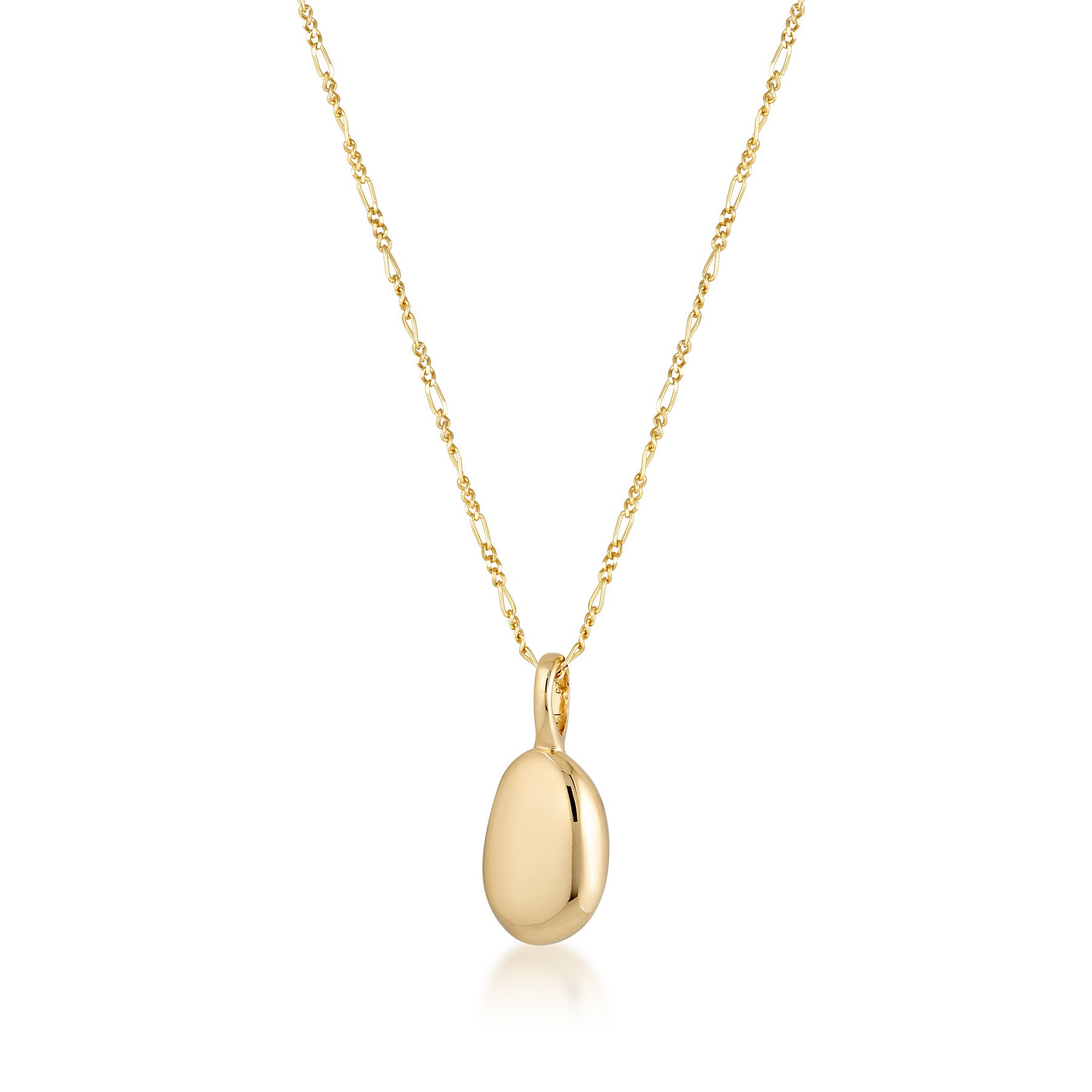 Image of a 18k gold vermeil organic shape pendant with 18k gold vermeil chain.