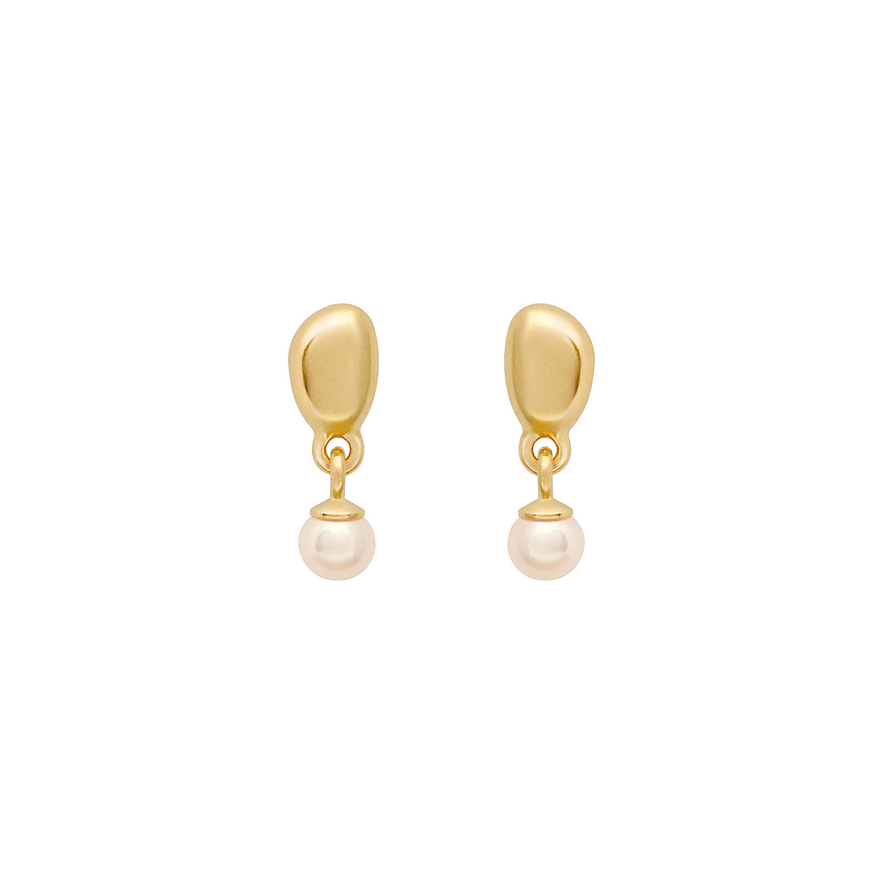 Image of pearl drop stud in 18k gold vermeil.