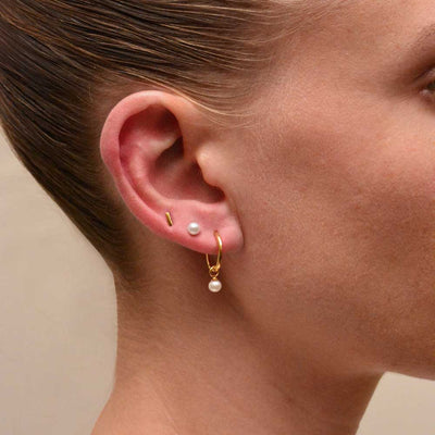 Pearl Charm Huggie Hoop earrings