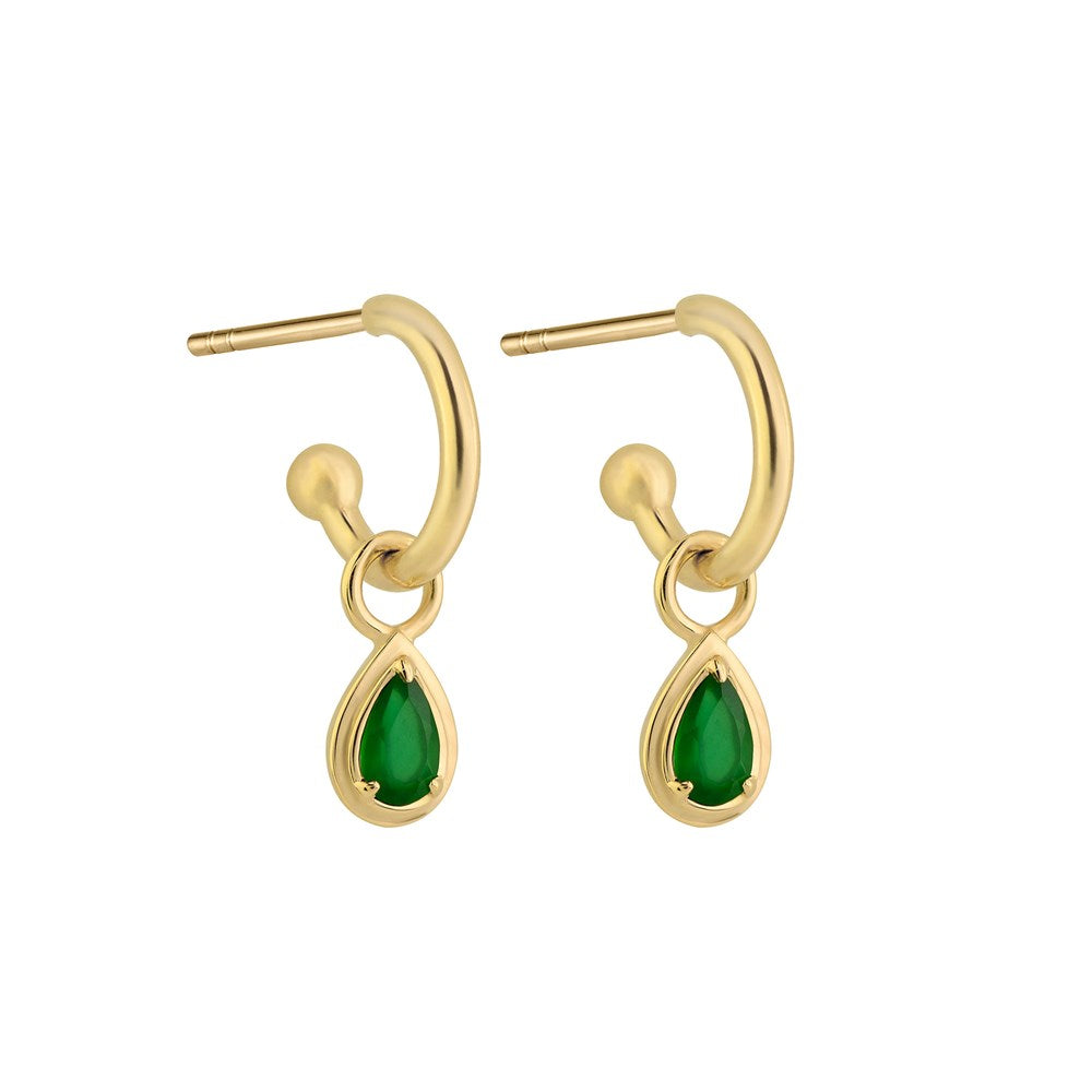 Reverie Charm Hoop Earrings - Green Onyx