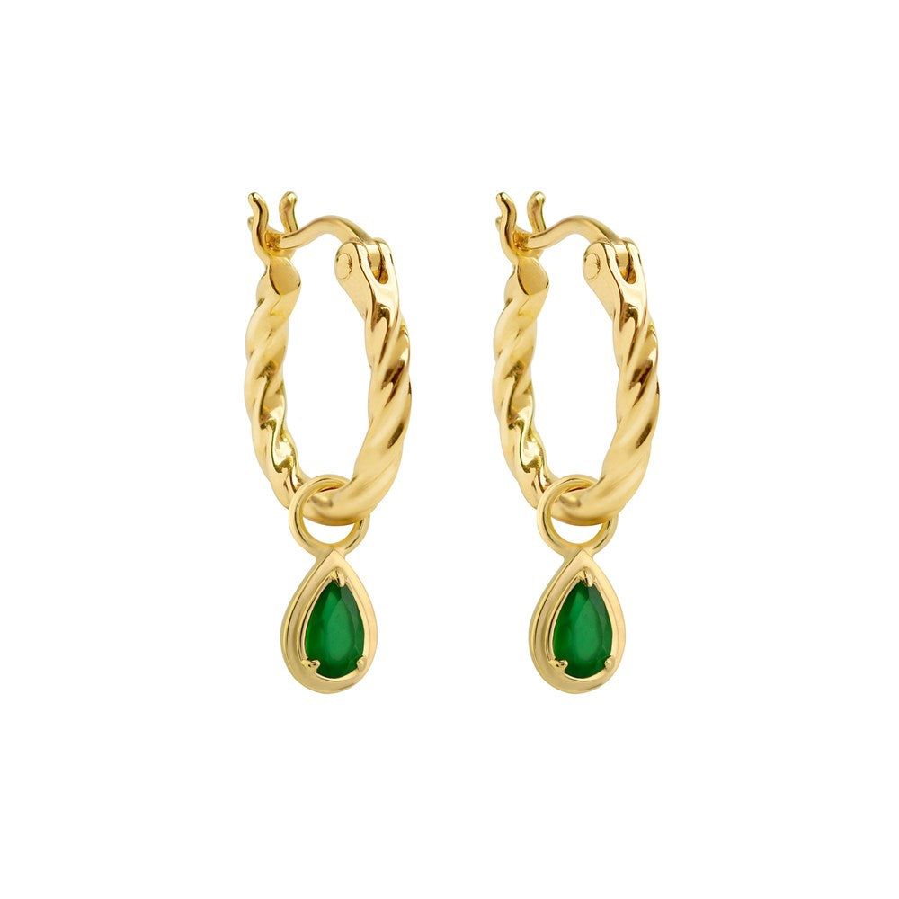 Reverie Roma Hoop Earrings - Green Onyx