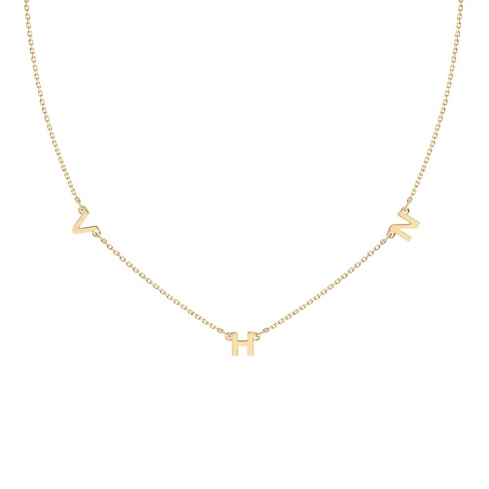 Three Letter Charm Necklace - 9k Gold