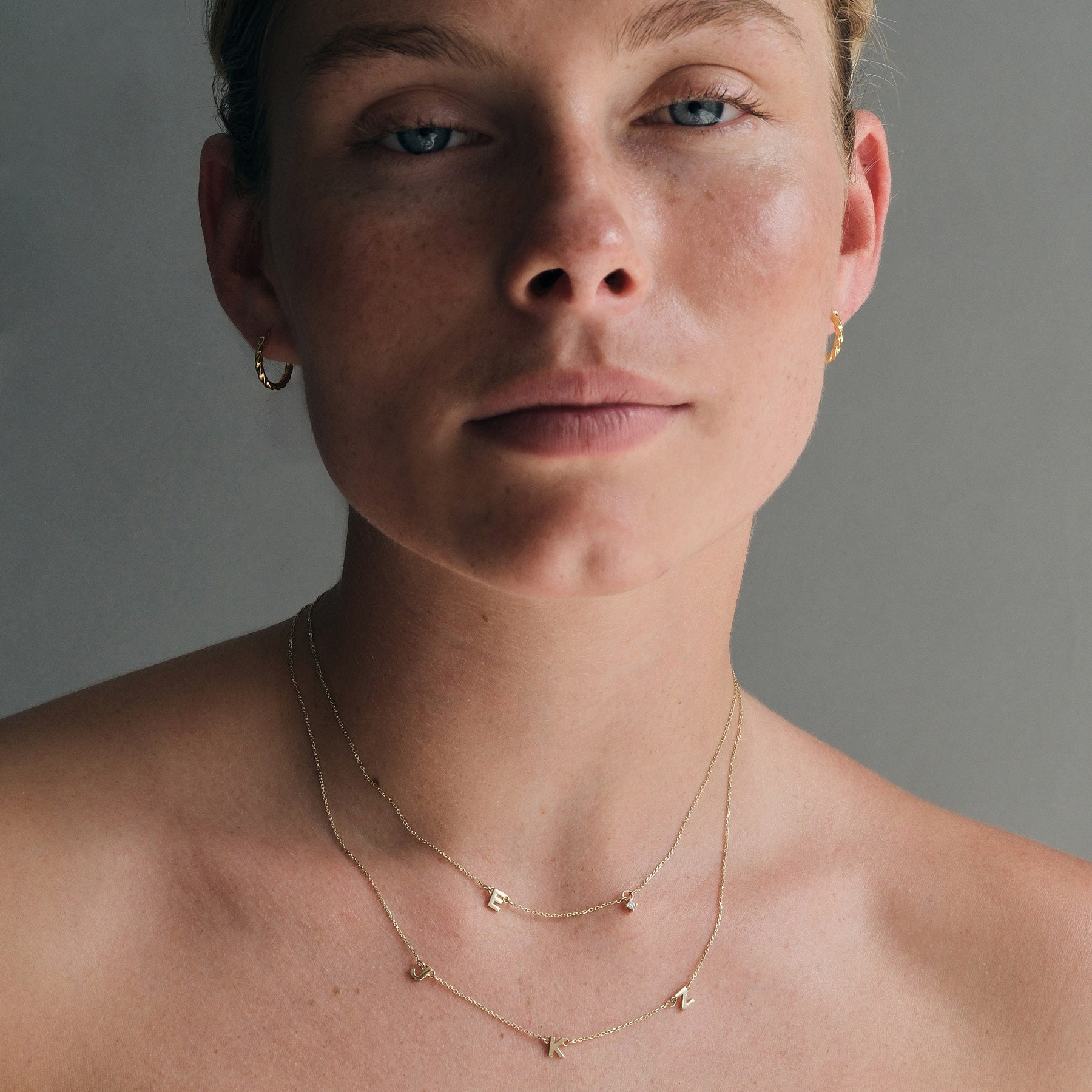 Three Letter Charm Necklace - 9k Gold