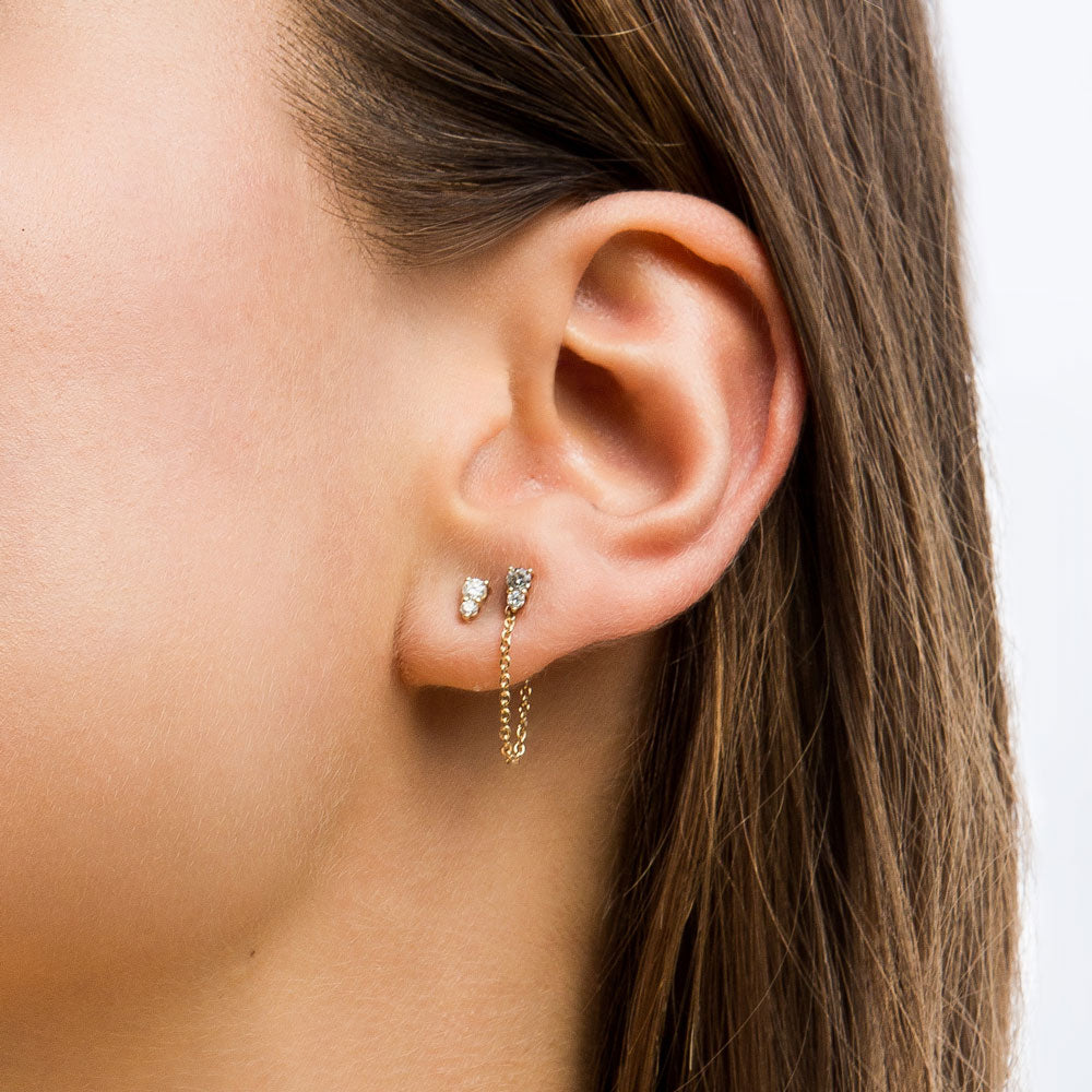 Binary Diamond Stud Earrings - 9k