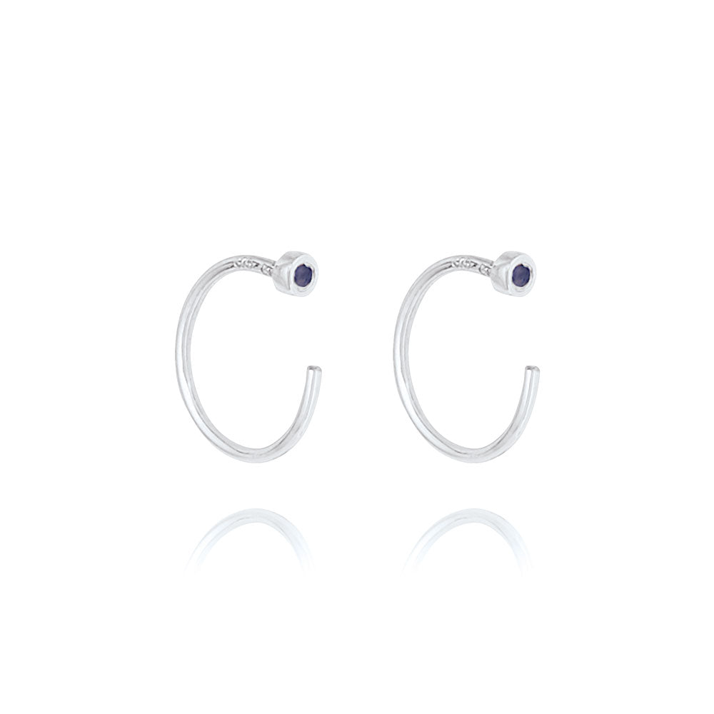 Sapphire Open Hoop Earrings - 9k