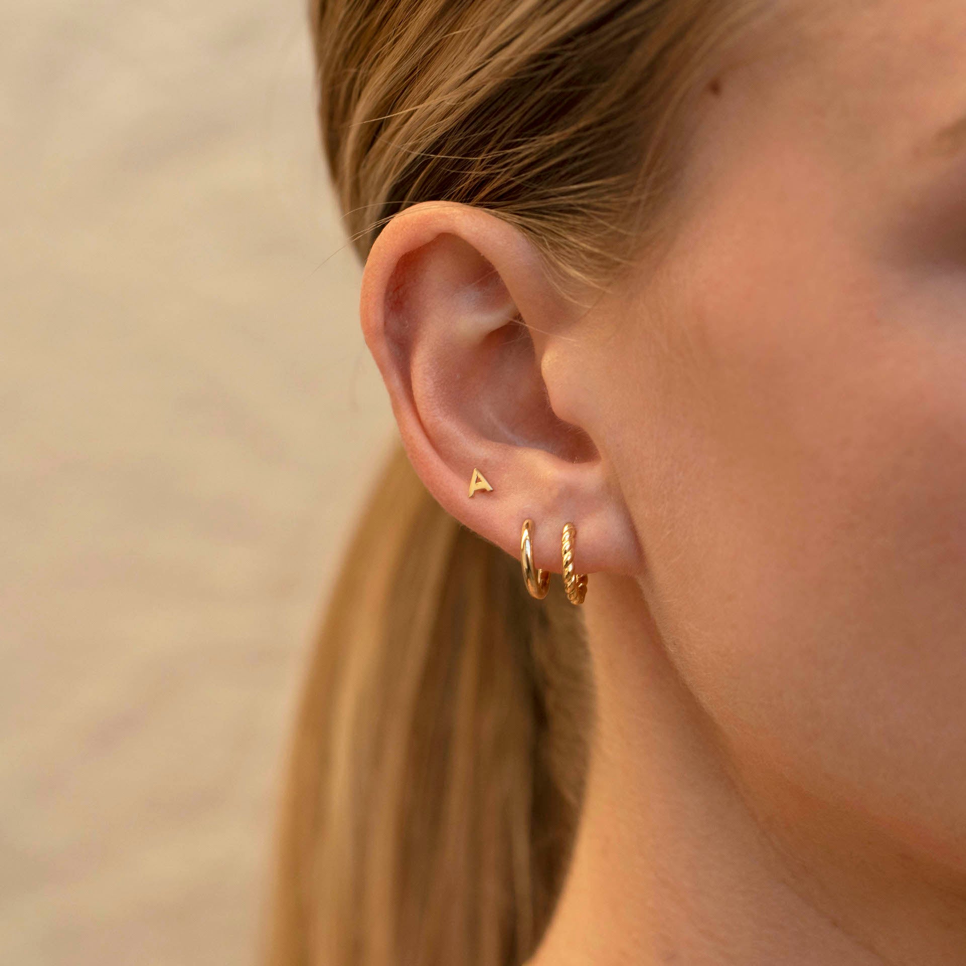 Micro Letter Stud Earring (Single)