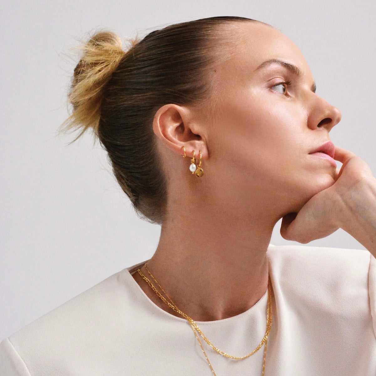 Baroque Pearl Core Hoop Earrings