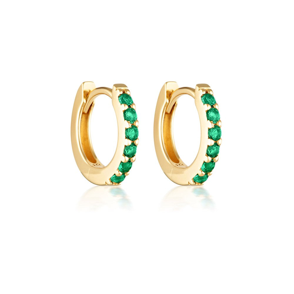 Alpha Huggie Earrings - Green Onyx