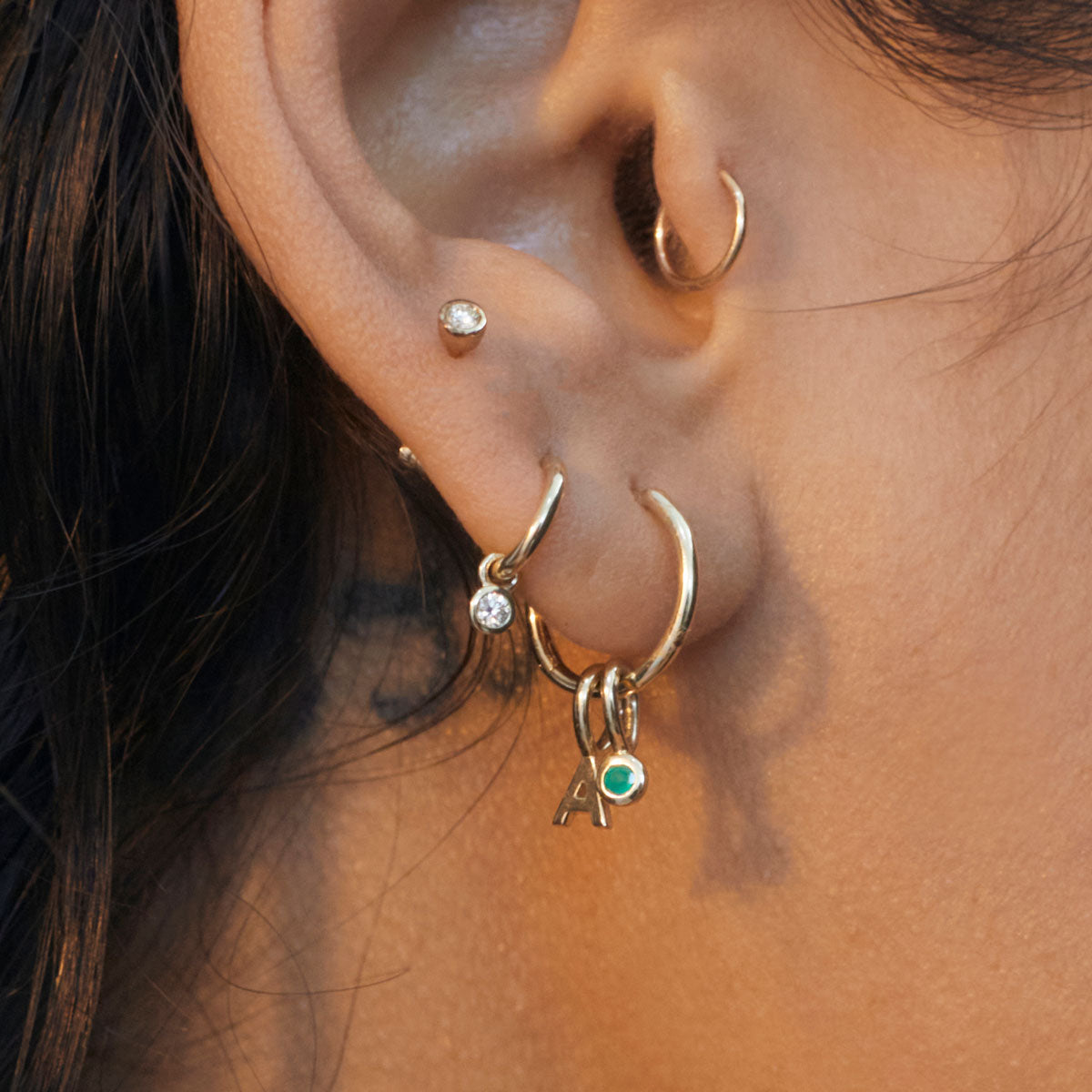 Tiny Letter Charm - 9k Gold