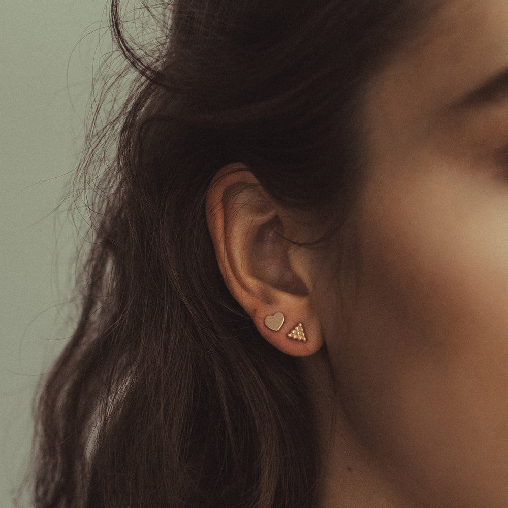 Itsy Bitsy Heart Stud Earrings - 9k